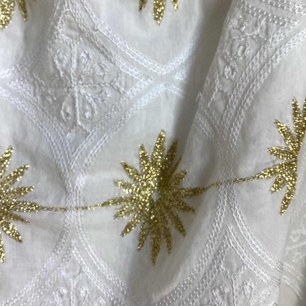 Boston Proper Metallic Detail Off-The-Shoulder Dress Womens Small White Gold - Picture 8 of 15